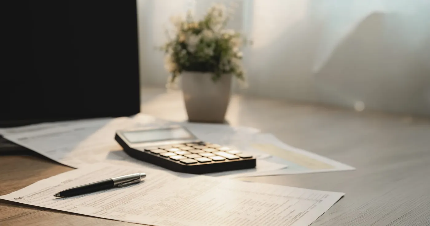 Plans d'architecte et outils de précision sur un bureau.