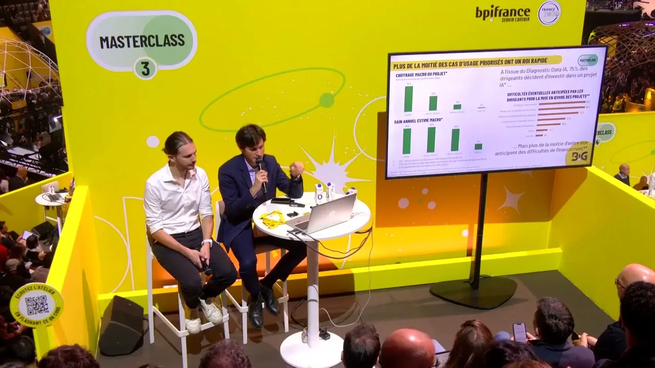 Vignette de la masterclass Bpifrance Big 2025 sur l'IA dans les PME, de l'adoption à la disruption